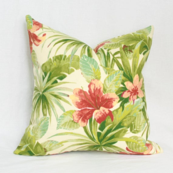 Items similar to Tropical flower indoor/outdoor throw pillow cover. 18