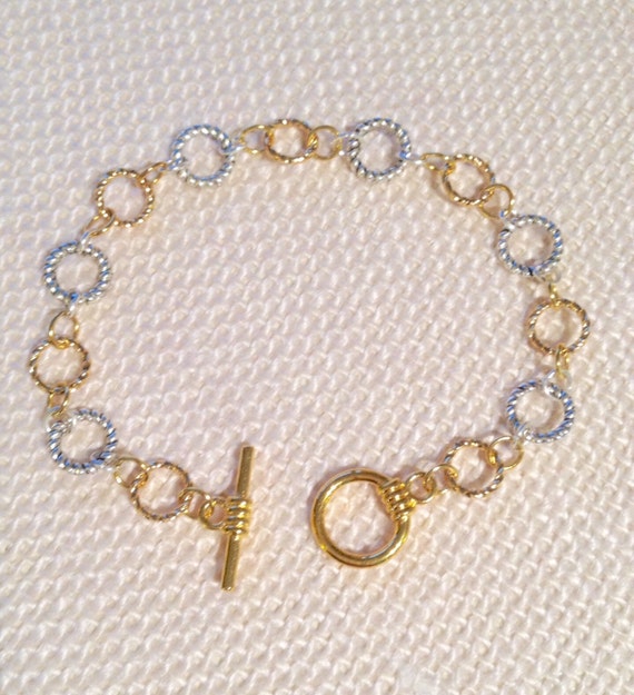 Items Similar To Handmade Two Tone Silver And Gold Plated Twisted Links Bracelet Designed And 9128