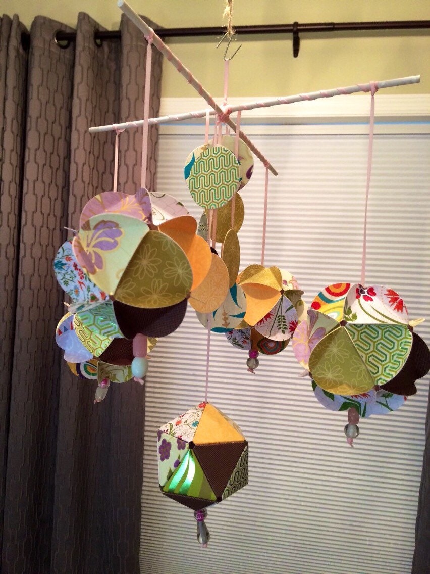Baby mobile origami globe mobile nursery mobile baby girl