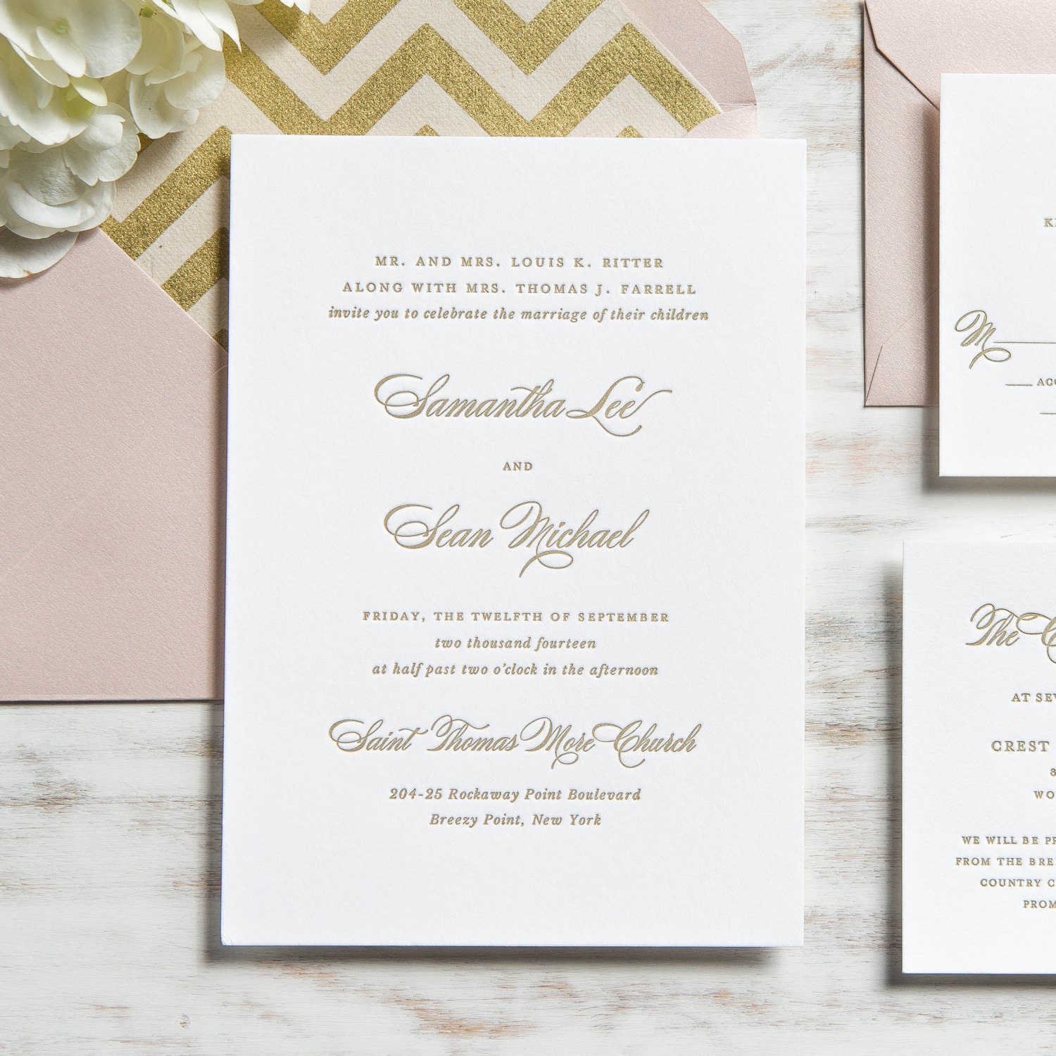 The Samantha Suite | Metallic Foil Letterpress Invitation SAMPLE ...