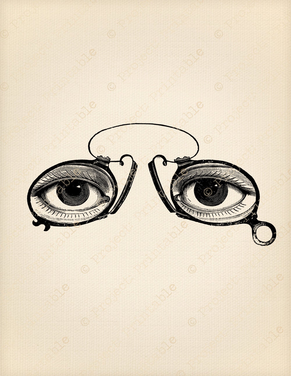 Instant Download Printable - Vintage Eyes Glasses Spectacles - Steampunk Graphics Clip Art - Digital Fabric Transfer Image - iron on clipart steampunk buy now online