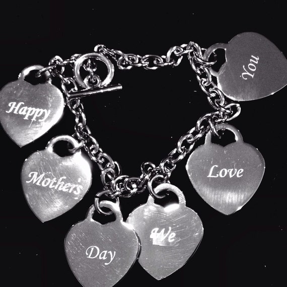 Mothers Day Charm Bracelet Gifts engraved by JustGreatEngraving