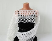 Bolero  white  with sequins and shimmering glitter  Wedding Bolero    White color Scarf Bolero to your black dress