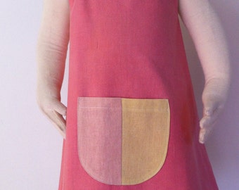 Hand dyed colourblock 100% cotton little girls dress
