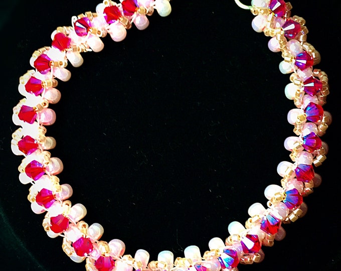 Pink bracelet, Pink pearl bracelet Swarovski pink bracelet, Swarovski bracelet, bracelet, beaded bracelet