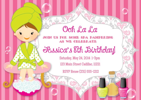 ooh la la spa invitation girls spa