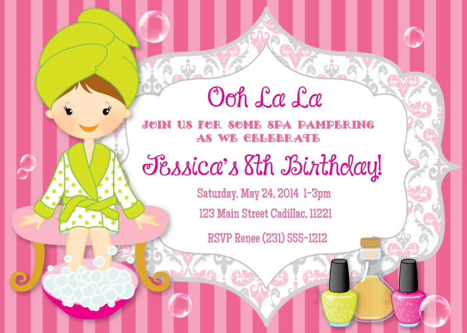 Ooh La La Spa invito ragazze Spa compleanno invito fai da