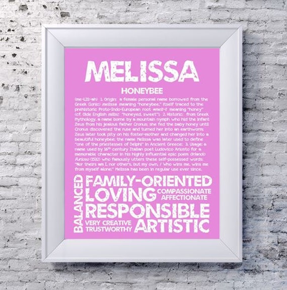 Items Similar To MELISSA Personalized Name Print Typography Print