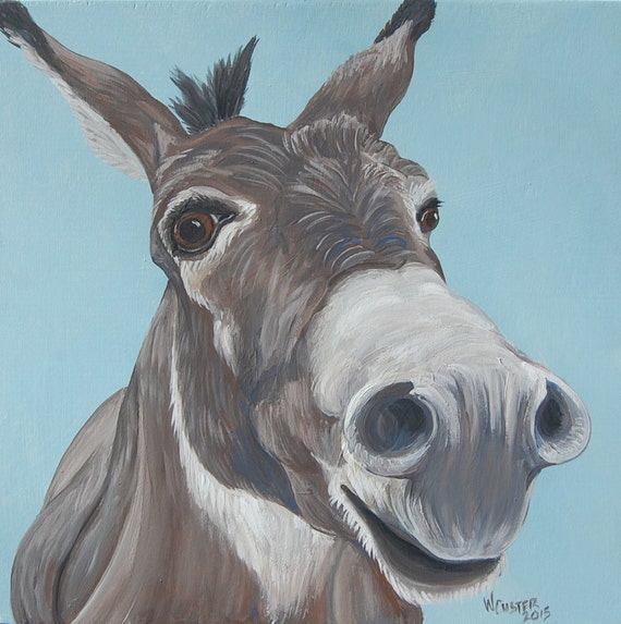 Donkey Print of Original Acrylic Painting by WendyCuster on Etsy