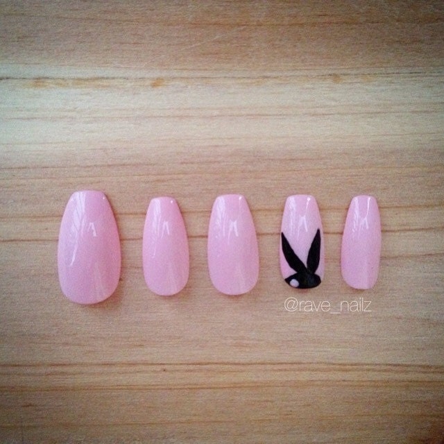 Playboy Bunny Coffin Nailz 24 playboy nails pink press on