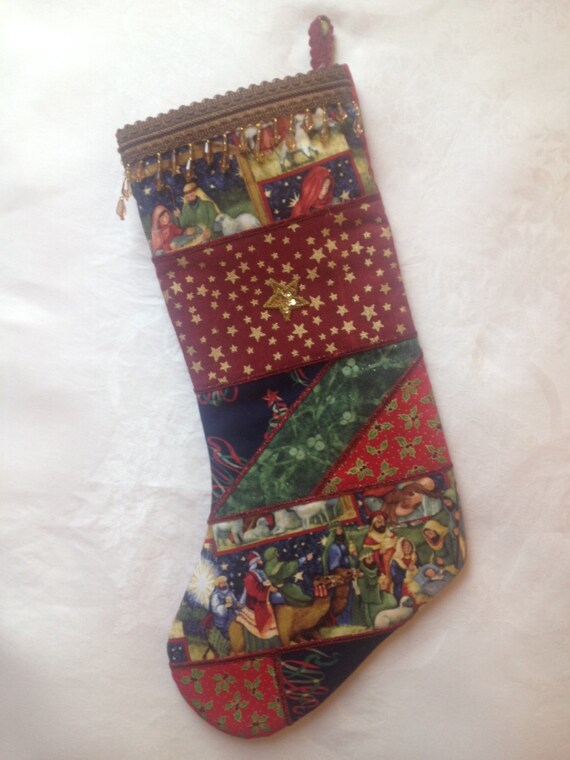 Nativity Christmas Stocking//Stars