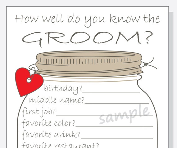 How Well Do You Know The Groom Printable Game Cards Bridal