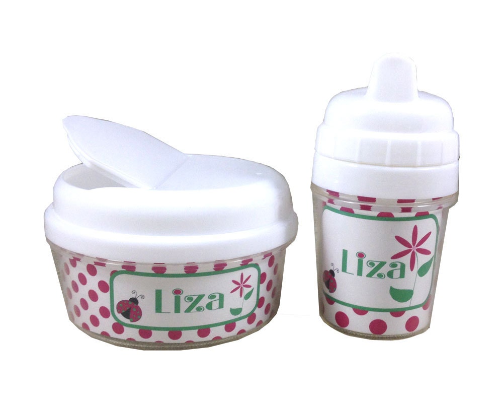 Personalized Sippy Cup Snack Container Set Toddler Sippy Cup