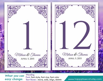 DiY Printable Wedding Place Card Template Instant by HappyBlueCat