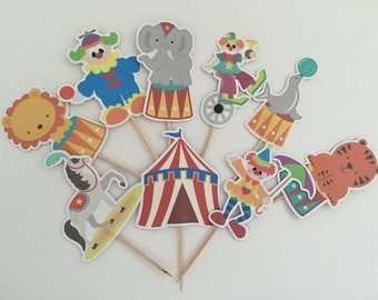 Circus Cupcake Toppers/Circus Party/Circus Topper/Boy Party/Girl Party