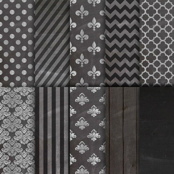 Items similar to Chalkboard digital paper "CHALKBOARD PATTERNS" with
