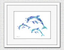 Popular items for watercolor dolphin on Etsy