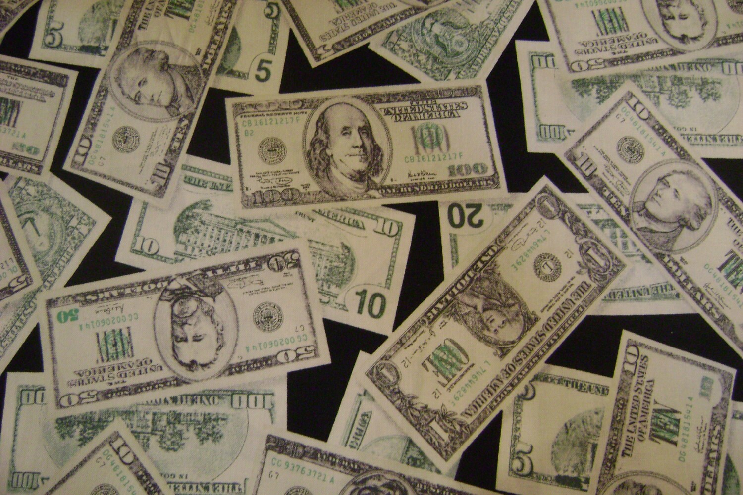 Tossed Money Cotton Fabric Sold by the Yard by GGselections