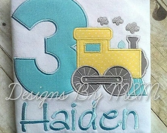 Personalized Train Birthday Shirt/ Bodysuit with Number in ANY color scheme