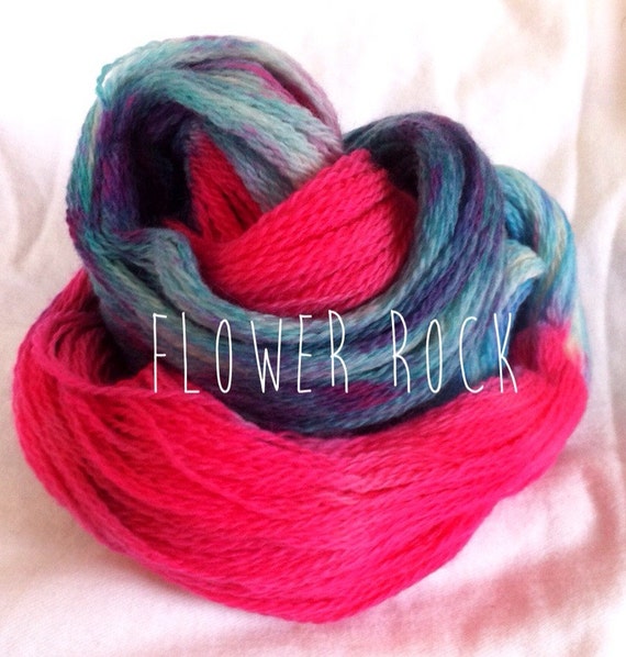 Blue Yarn Pink yarn Variegated Hand Dyed Yarn Fingering