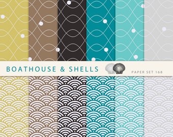 SKY & EARTH Scrapbooking digital paper pack - 12 papers with geometric patterns, printable, instant download - 168