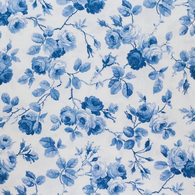 Roses Are Blue Arbor Roses 100 cotton Upholstery by FabricCult