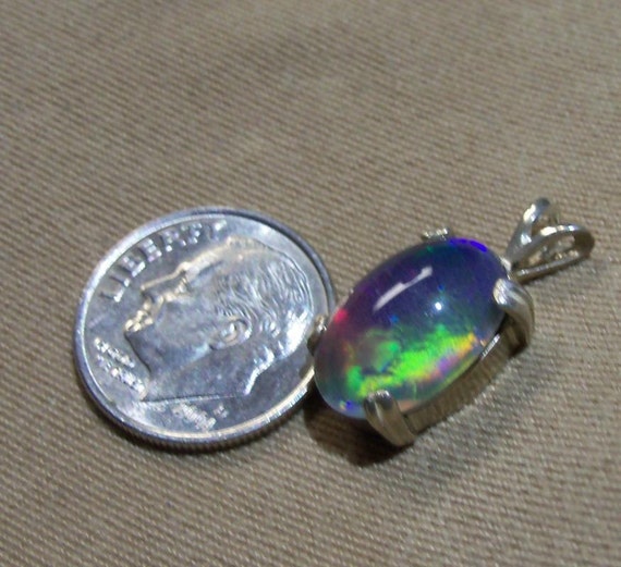 Idaho Fire Opal Sterling Silver Pendant stone 14 by JohnsRockShop