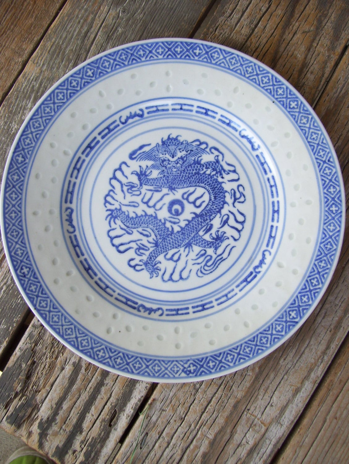 White Blue Dragon Plates Rice Design Asian Oriental Porcelain – Haute Juice