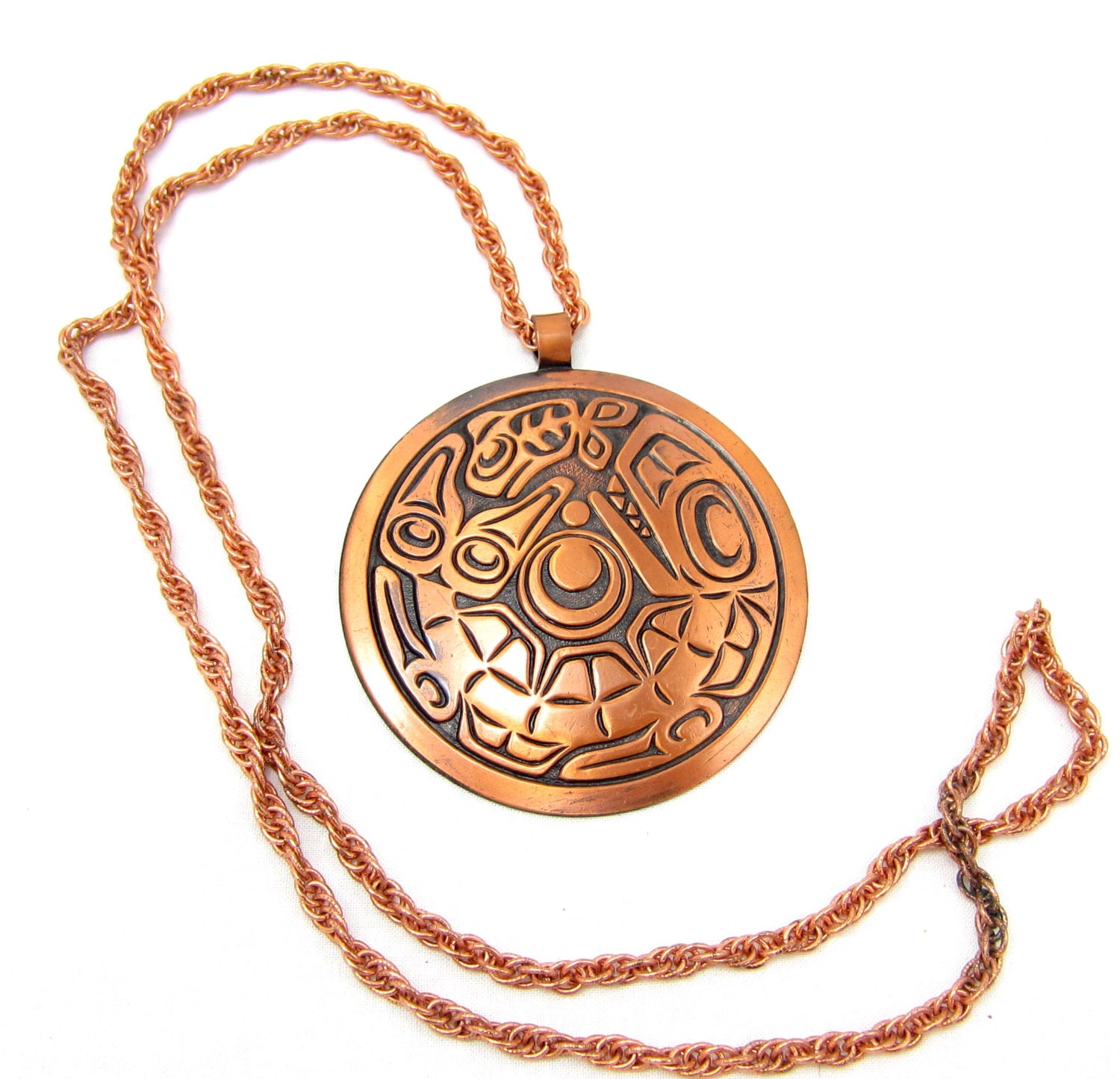 Solid Copper Bell Copper Large Pendant Necklace Long Tribal