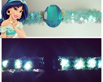 LED Princess Jasmine Crown sequin Headband for raves music festivals EDC
