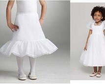 Big Girls White 2 Hoop Tea Length Petticoat Slip Fits Dress Sizes 3-14 main image 0