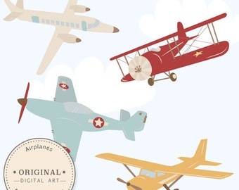 Professional Airplane Clipart & Airlplane Vectors - Airplane Clip Art, Airplanes Clip Art, Vintage Airplanes, Biplane Clipart