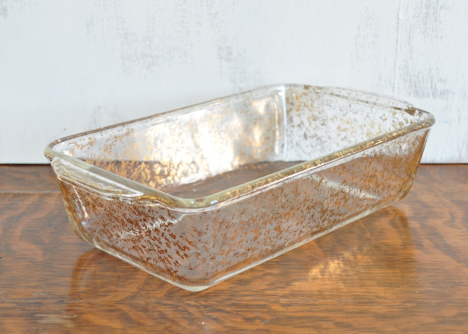 Vintage Fire King Gold Fleck 1 Quart Loaf Pan  by HedgehogAndOwl