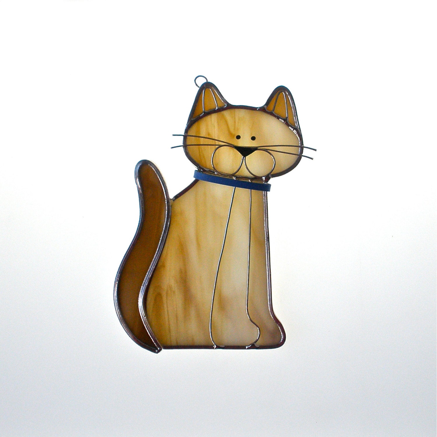 Cat Stained Glass Suncatcher Tan Siamese Window Art Decor