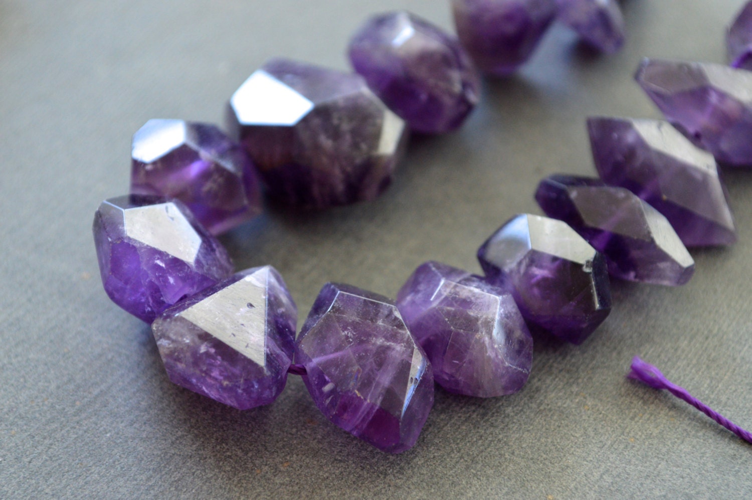 Large Purple Amethyst Nugget Beads Faceted Amethyst Nuggets