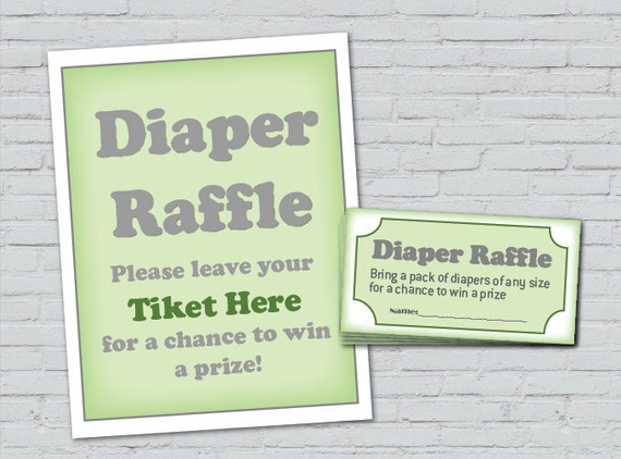 Baby Shower Game Raffle Tickets Table Sign Printable Plain