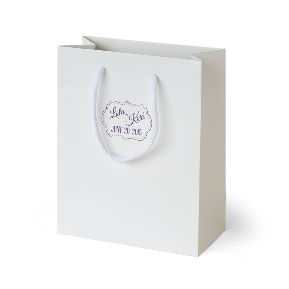 Personalized Wedding Gift Bags Set of 35 White Custom Made