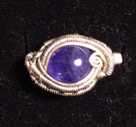 Wire Wrapped tanzanite ring, Sterling silver wrap