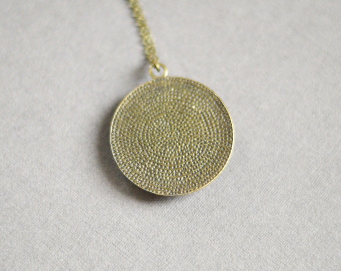 Floral Motifs // Round pendant metal brass with the image under the glass // Nature, Flowers, Forest // Green, Yellow, Fresh // Greenpeace