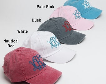 Monogrammed Baseball Cap for Ladies-Hat with Interlocking Script Monogram-Custom Embroidery, Personalized Baseball Hat, Baseball Cap