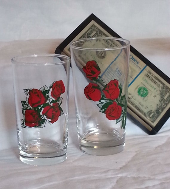 vintage rose drinking glasses