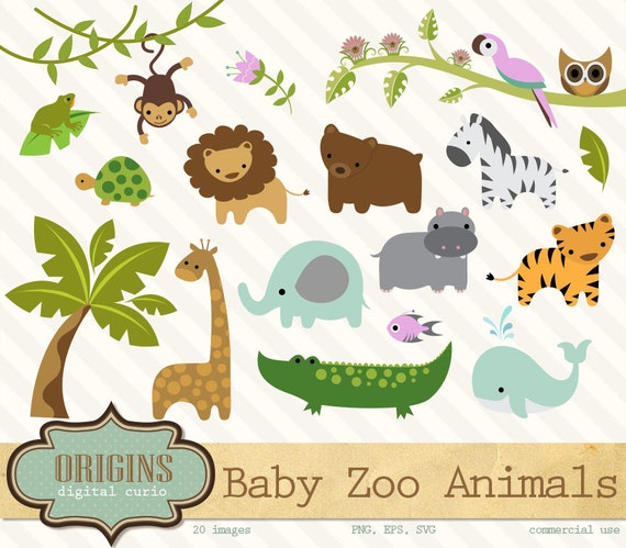 Baby Zoo Animals Clipart PNG and Vector Clip art Set