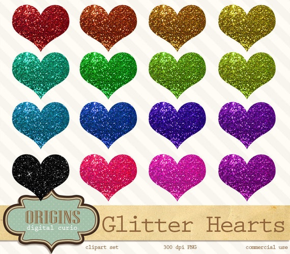 Glitter Hearts - Rainbow Sparkle Heart Clipart Clip Art for ...