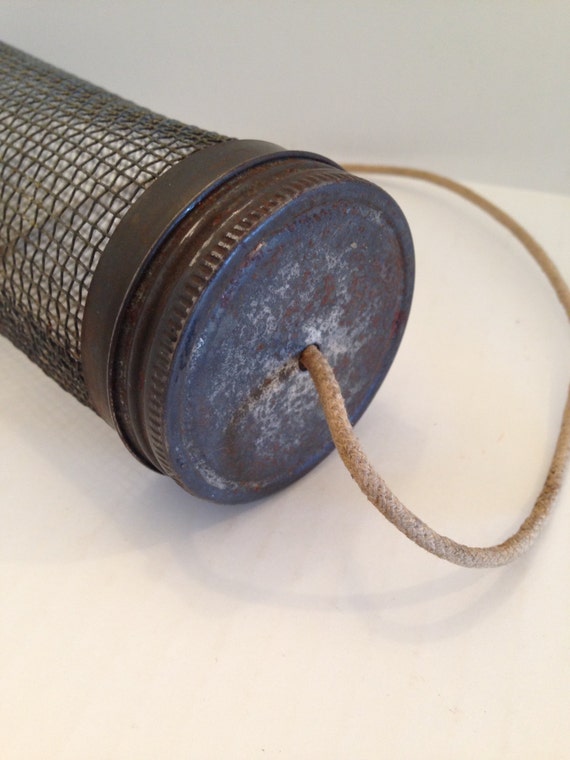 Vintage metal cricket tube for fishing bait cork top