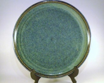 Stoneware Dinner Plate - Blue/Turquoise finish/Oatmeal glaze.
