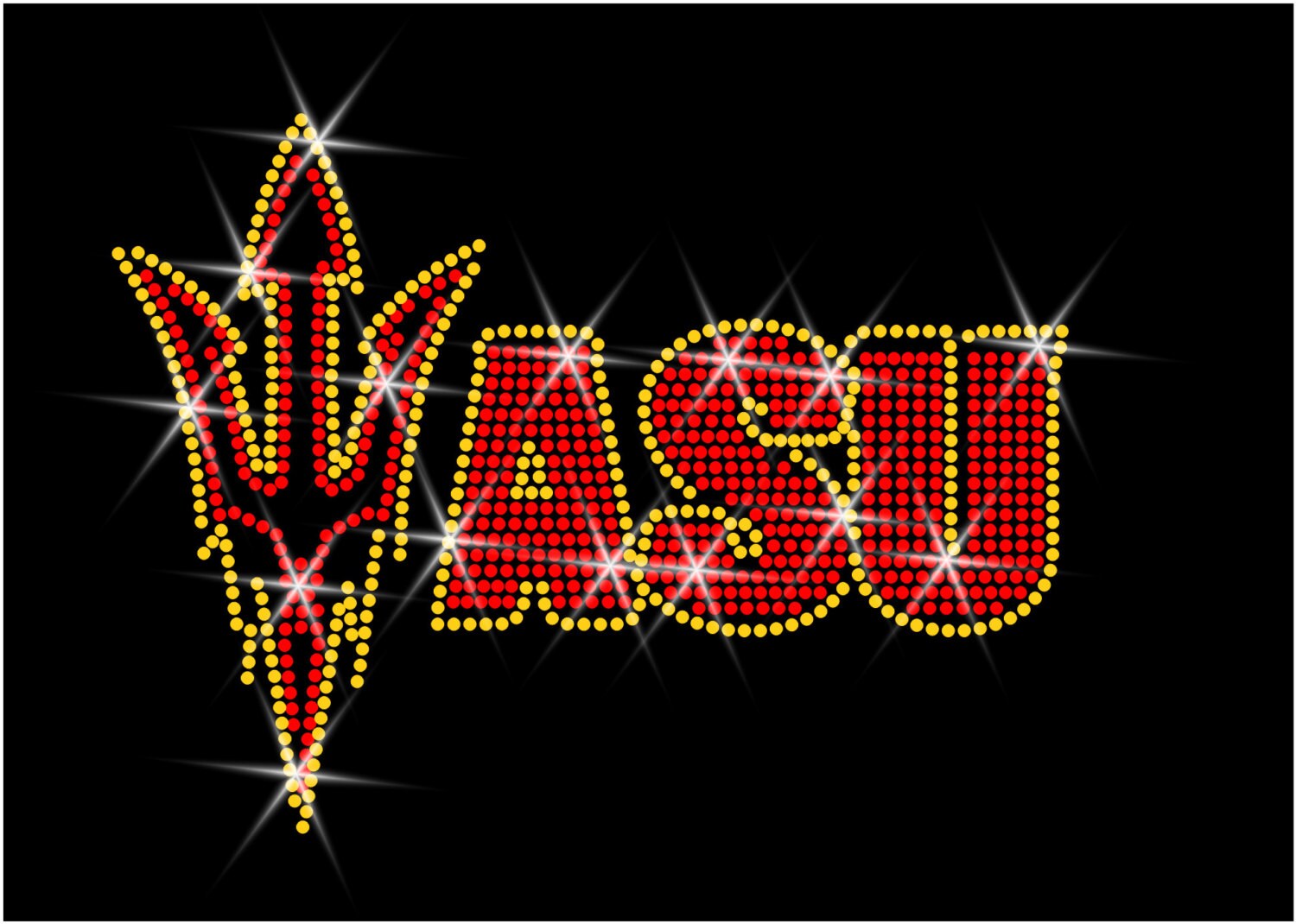 Rhinestone Transfer ASU Pitchfork logo Hotfix by BevelliDesigns