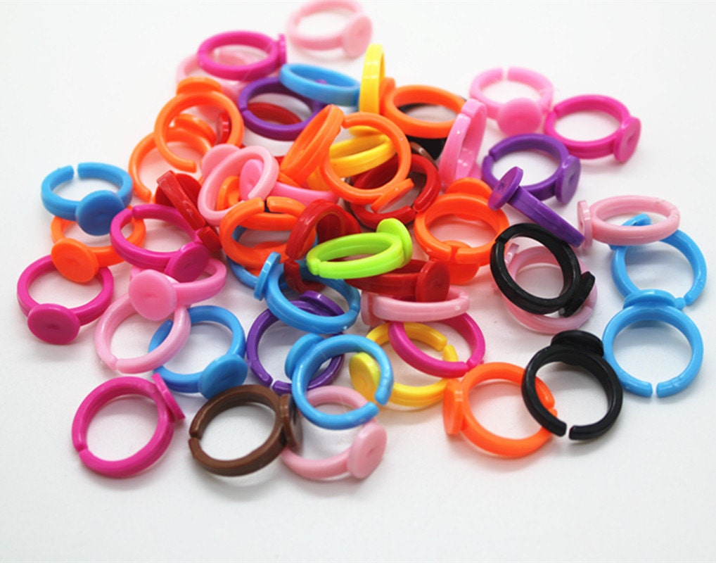 50 pcs plastic children's ring blank DIY by RiverCraftSupplies