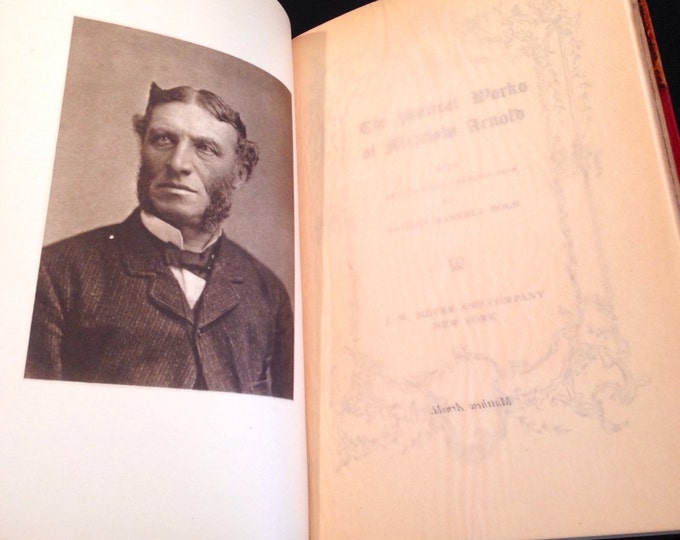 Storewide 25% Off SALE Antique c1895 Maroon Cloth Hardcover Book by Famous Artist Matthew Arnold Titled 'Arndolds Poetical Works' with Gilte