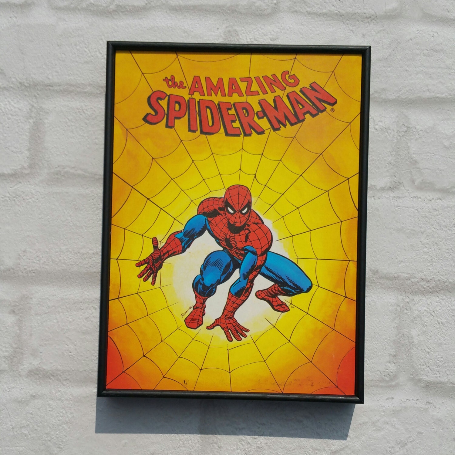 Spiderman Framed Print. Super Hero Wall Art. Vintage Style Comic Print ...