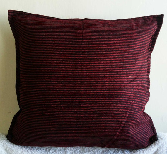 SALE Decorative Throw Pillow Covers 16x16 Red Black Indian Cotton 